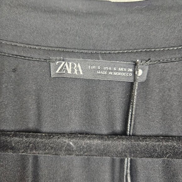 ZARA Black Deep V-neck Short Sleeve Bodysuit Size S NEW - Picture 3 of 7